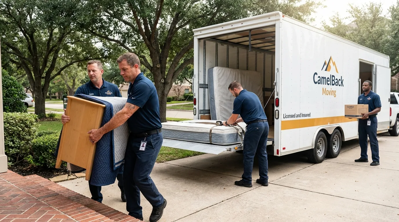 Crew loading residential truck for cross-state move from Munford, TN
